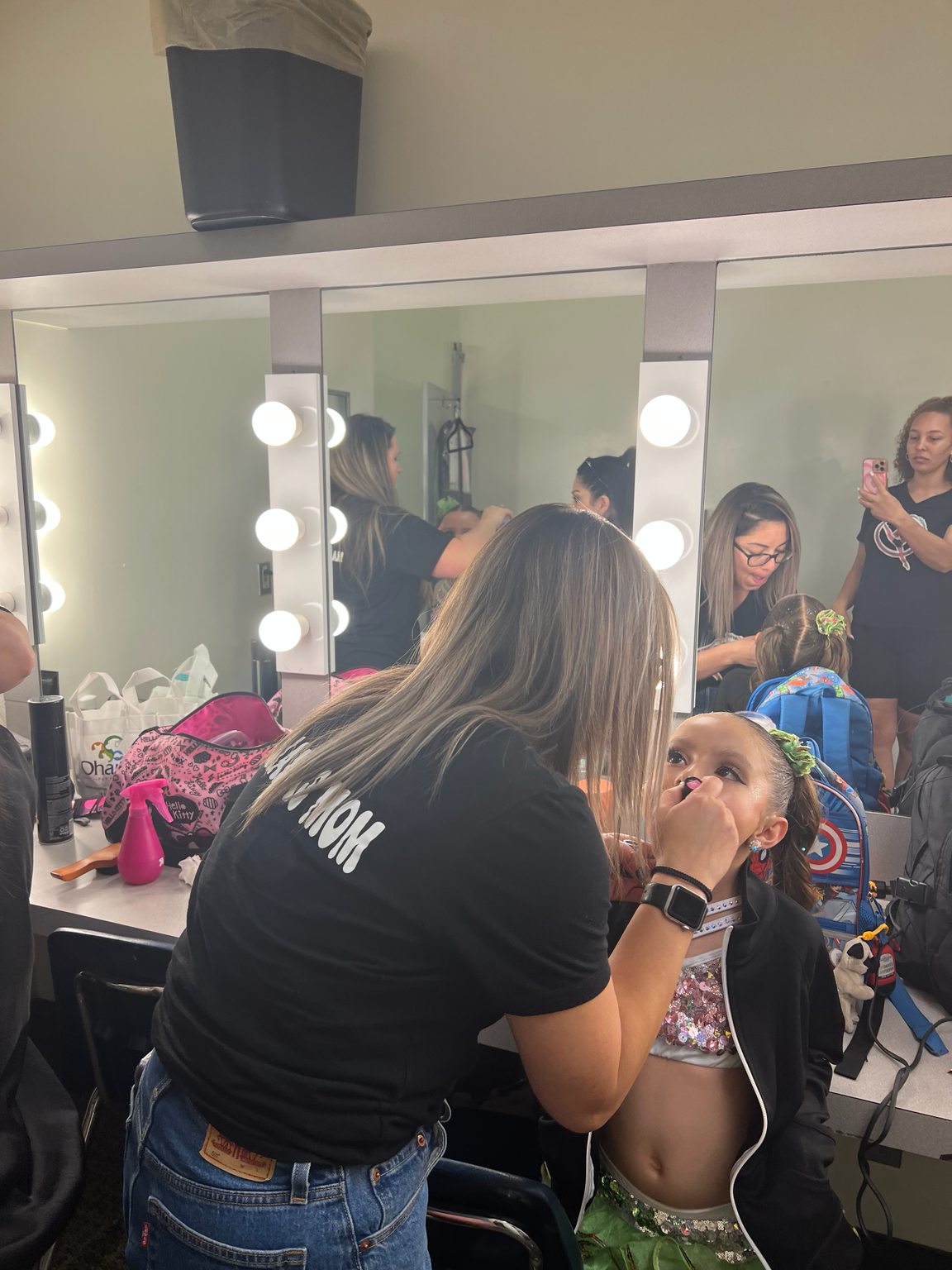 Backstage makeup before the recital show
